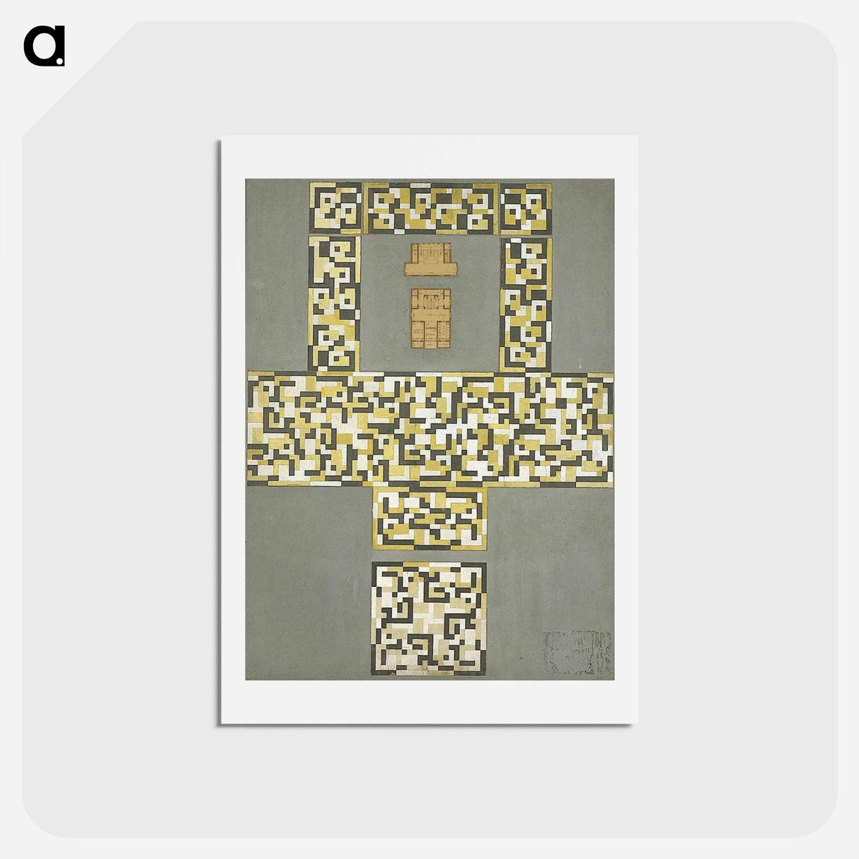 アートポストカード-Design for a tile floor, and entrance hall - テオ ファン ドゥースブルフ Postcard.