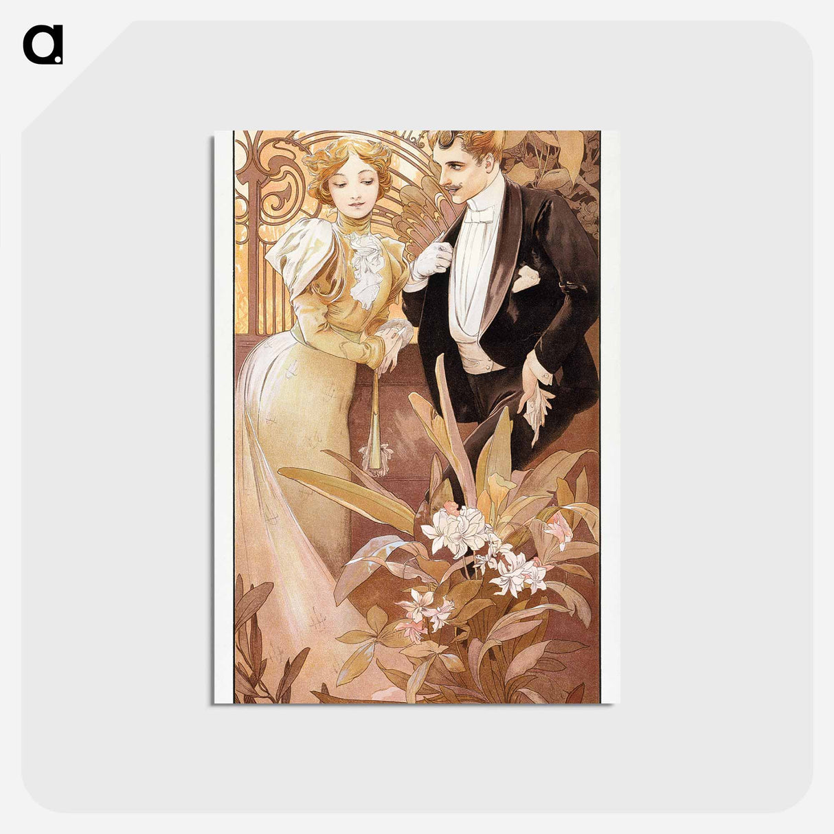 アートポストカード-Flirt - アルフォンス ミュシャ Postcard.