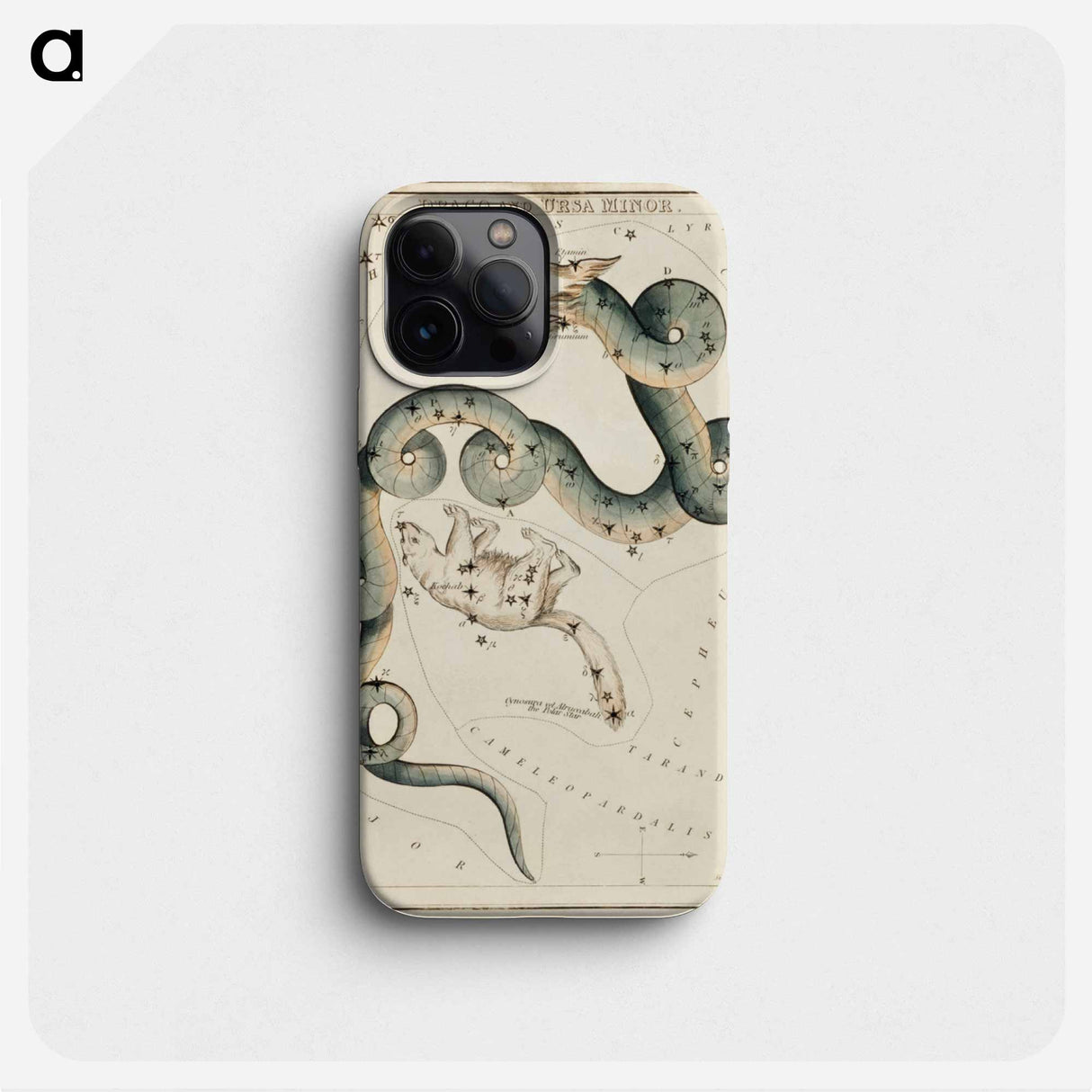 Sidney Hall’s astronomical chart illustration of the Draco and the Ursa Minor - アンティーク地図 Phone Case.