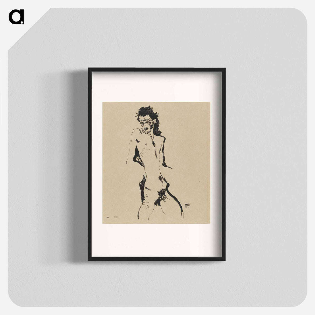 Male nude (Self-portrait) I - Egon Schiele Poster.