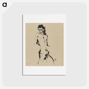 アートポストカード-Male nude (Self-portrait) I - エゴン シーレ Postcard.