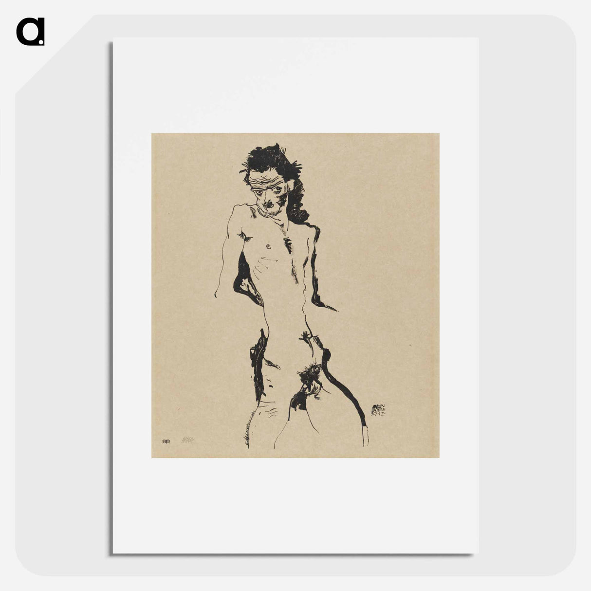 Male nude (Self-portrait) I - Egon Schiele Poster.