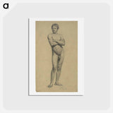 アートポストカード-Male academy nude with folded arms - グスタフ クリムト Postcard.