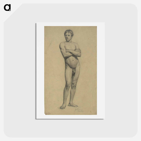 アートポストカード-Male academy nude with folded arms - グスタフ クリムト Postcard.