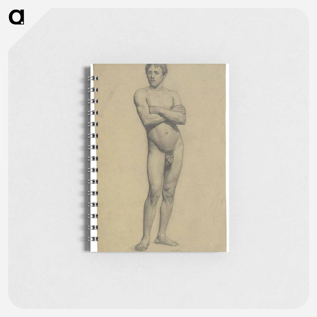 Male academy nude with folded arms - グスタフ クリムト Memo.
