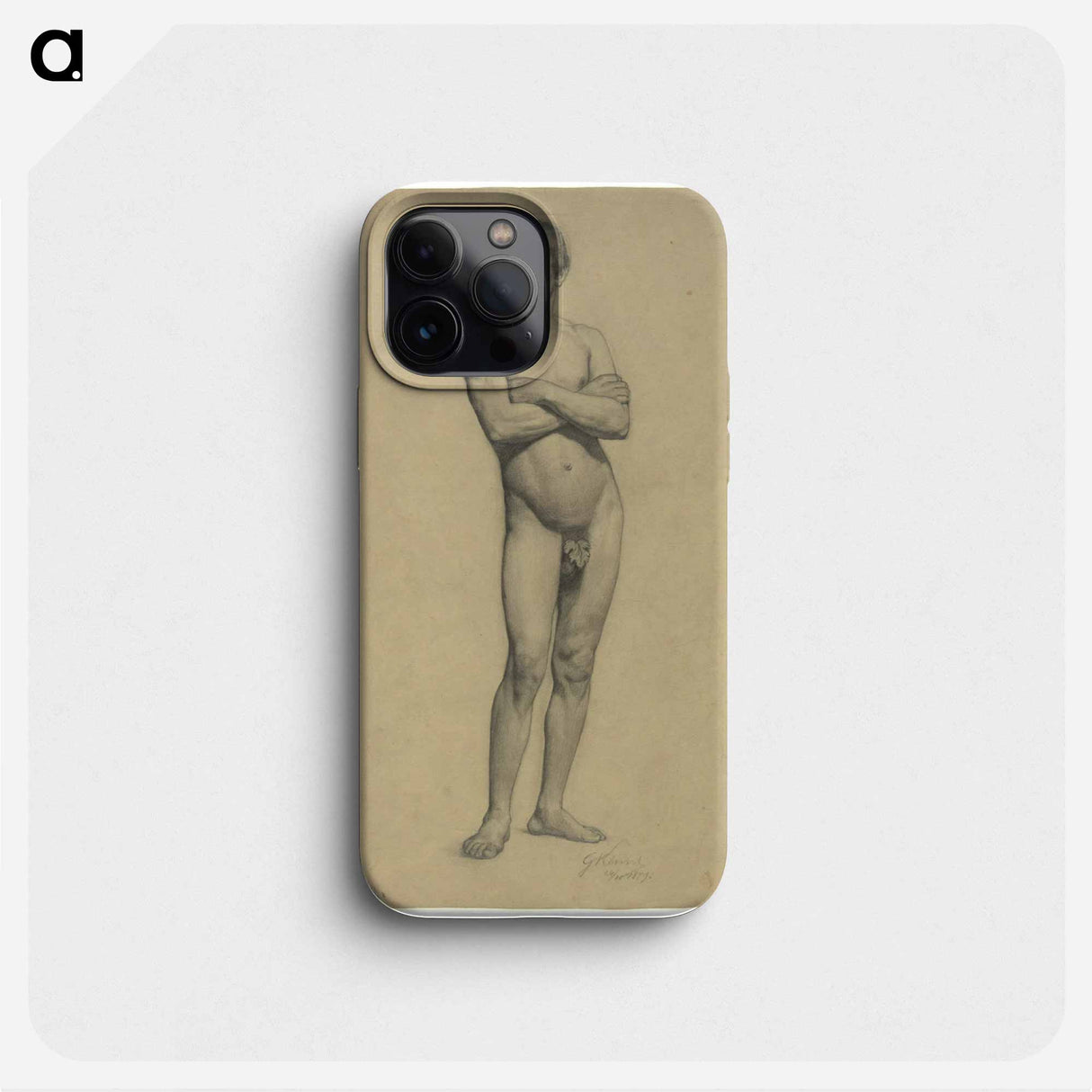 Male academy nude with folded arms - Gustav Klimt Phone Case.