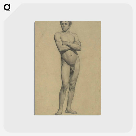 アートポストカード-Male academy nude with folded arms - グスタフ クリムト Postcard.