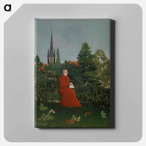 アートパネル-Portrait of a Woman in a Landscape - アンリ ルソー Canvas.
