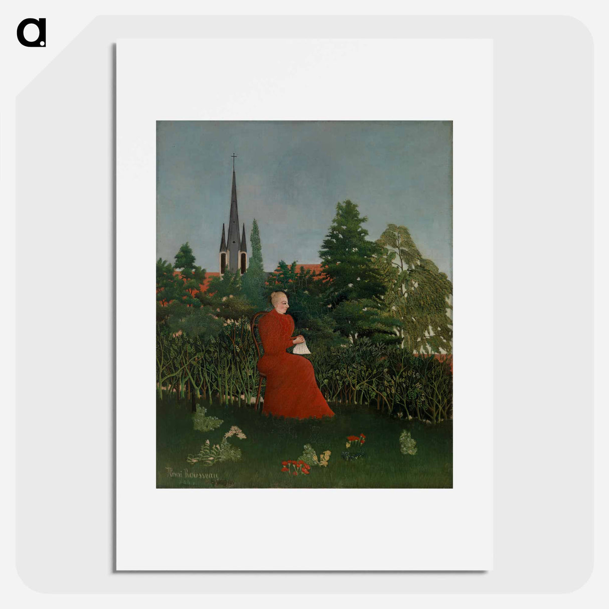 Portrait of a Woman in a Landscape - Henri Rousseau Poster.