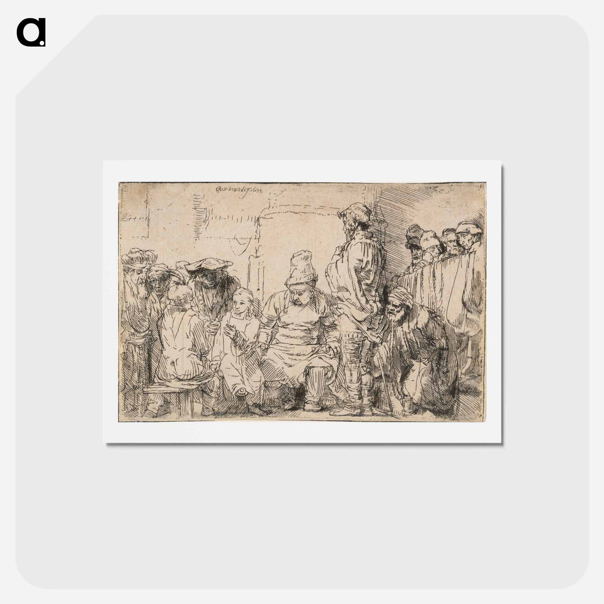 アートポストカード-Christ Disputing with the Doctors - レンブラント ファン レイン Postcard.
