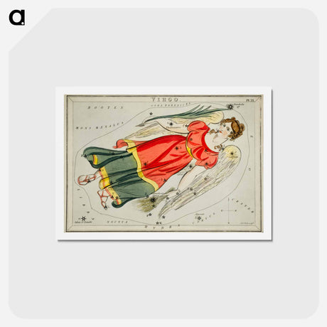 アートポストカード-Sidney Hall’s astronomical chart illustration of the Virgo - アンティーク地図 Postcard.