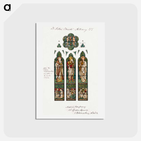 アートポストカード-Design for Stained Glass Window, Saint Peter's Episcopal Church, Albany, NY - エドワード バーン ジョーンズ Postcard.