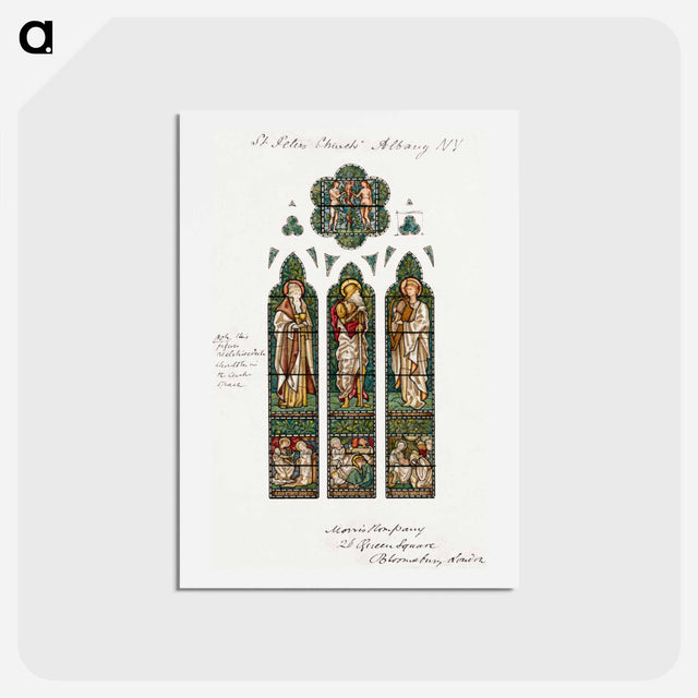 アートポストカード-Design for Stained Glass Window, Saint Peter's Episcopal Church, Albany, NY - エドワード バーン ジョーンズ Postcard.