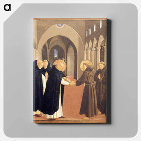 アートパネル-The Meeting of Sts. Dominic and Francis of Assisi - フラ アンジェリコ Canvas.