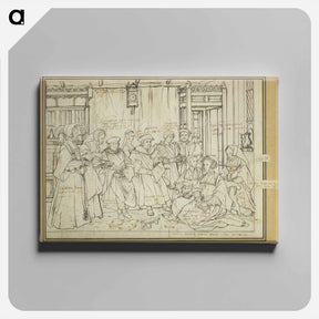 アートパネル-Study for the Family Portrait of Thomas More - ハンス ホルバイン Canvas.