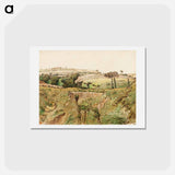 アートポストカード-A Hilly Landscape - ジャン フランソワ ミレー Postcard.