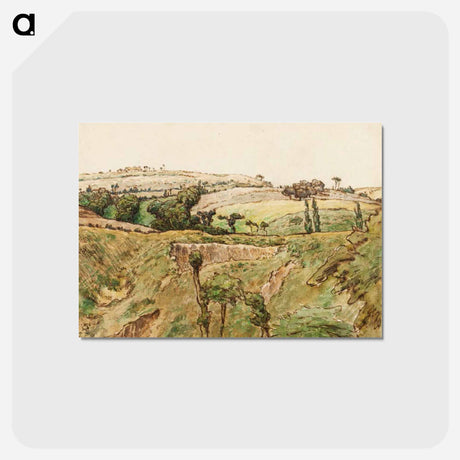 アートポストカード-A Hilly Landscape - ジャン フランソワ ミレー Postcard.