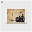 アートポストカード-Hokusai's Woman with Morning Glories - 葛飾 北斎 Postcard.