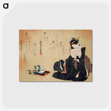アートポストカード-Hokusai's Woman with Morning Glories - 葛飾 北斎 Postcard.