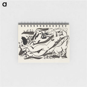 アートメモ帳-Ontwerp voor een vignet: naakte vrouw en twee paard met de zee op de achtergrond by Leo Gestel - レオ ヘステル Memo.