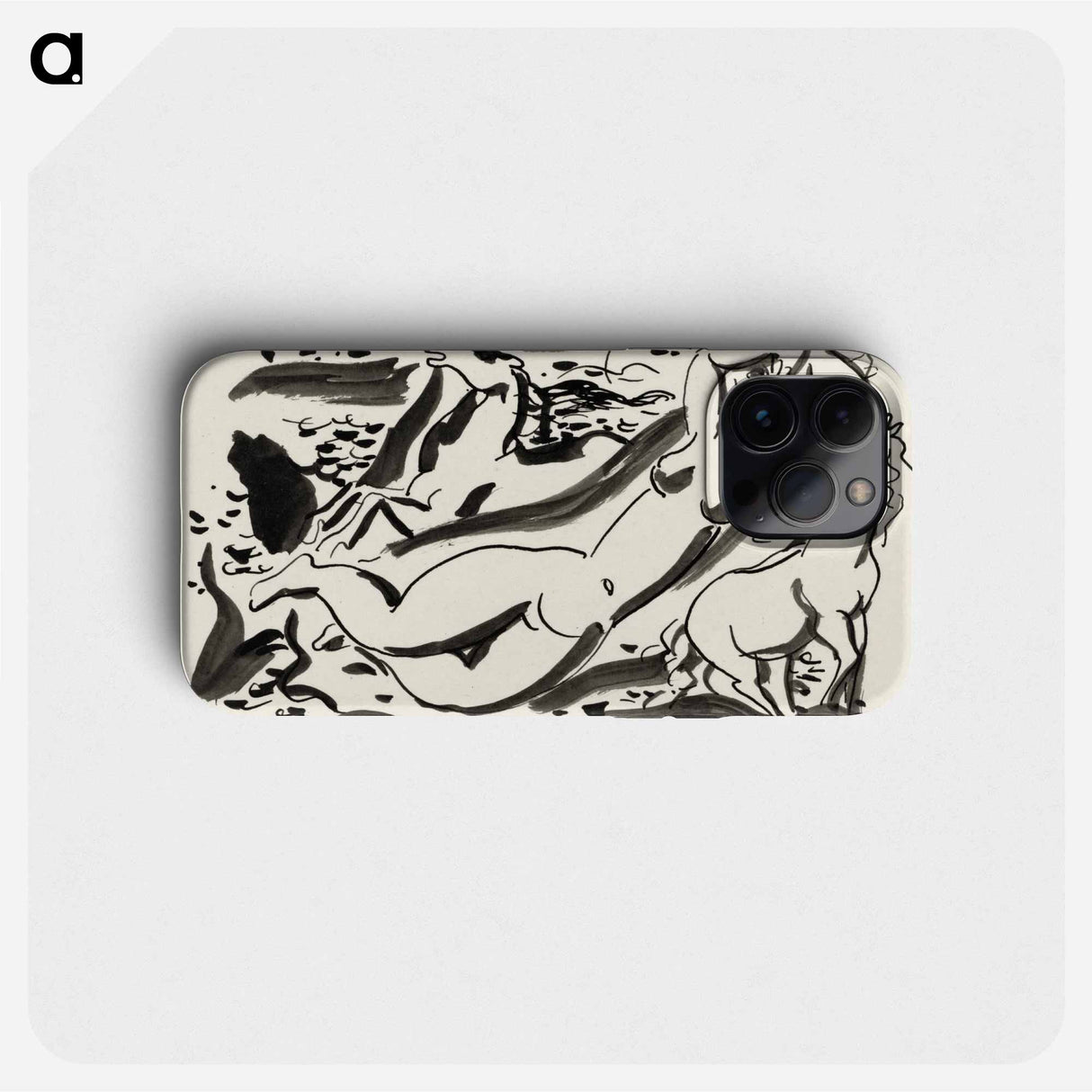 Ontwerp voor een vignet: naakte vrouw en twee paard met de zee op de achtergrond by Leo Gestel - レオ ヘステル Phone Case.