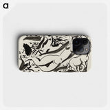 Ontwerp voor een vignet: naakte vrouw en twee paard met de zee op de achtergrond by Leo Gestel - Leo Gestel Phone Case.