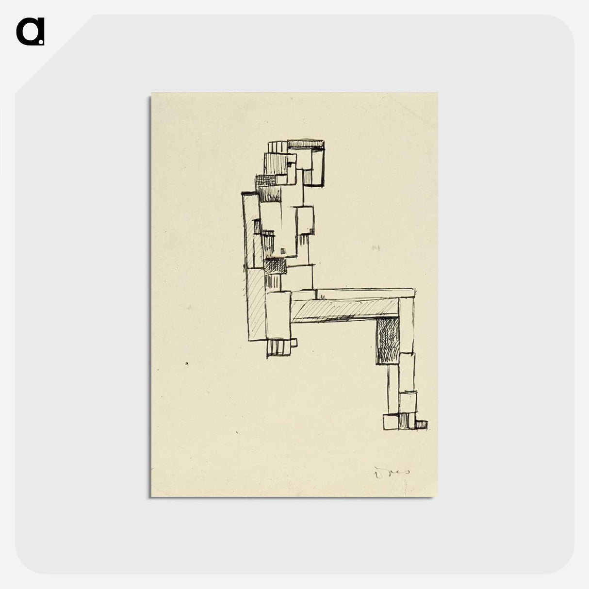 アートポストカード-Female nude with hand on her head - テオ ファン ドゥースブルフ Postcard.