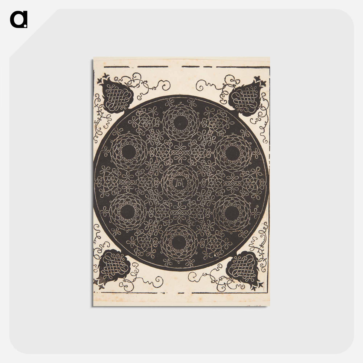アートポストカード-Knob with seven rings - アルブレヒト デューラー Postcard.