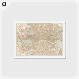 アートポストカード-Reduced ordnance map of London - アンティーク地図 Postcard.