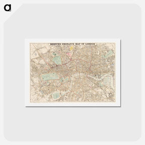 アートポストカード-Reduced ordnance map of London - アンティーク地図 Postcard.
