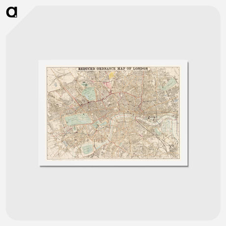 アートポストカード-Reduced ordnance map of London - アンティーク地図 Postcard.