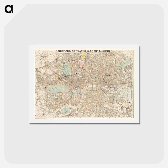 アートポストカード-Reduced ordnance map of London - アンティーク地図 Postcard.