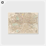 アートポストカード-Reduced ordnance map of London - アンティーク地図 Postcard.