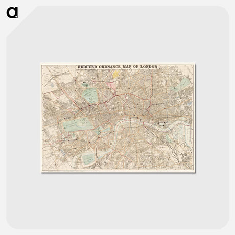 アートポストカード-Reduced ordnance map of London - アンティーク地図 Postcard.