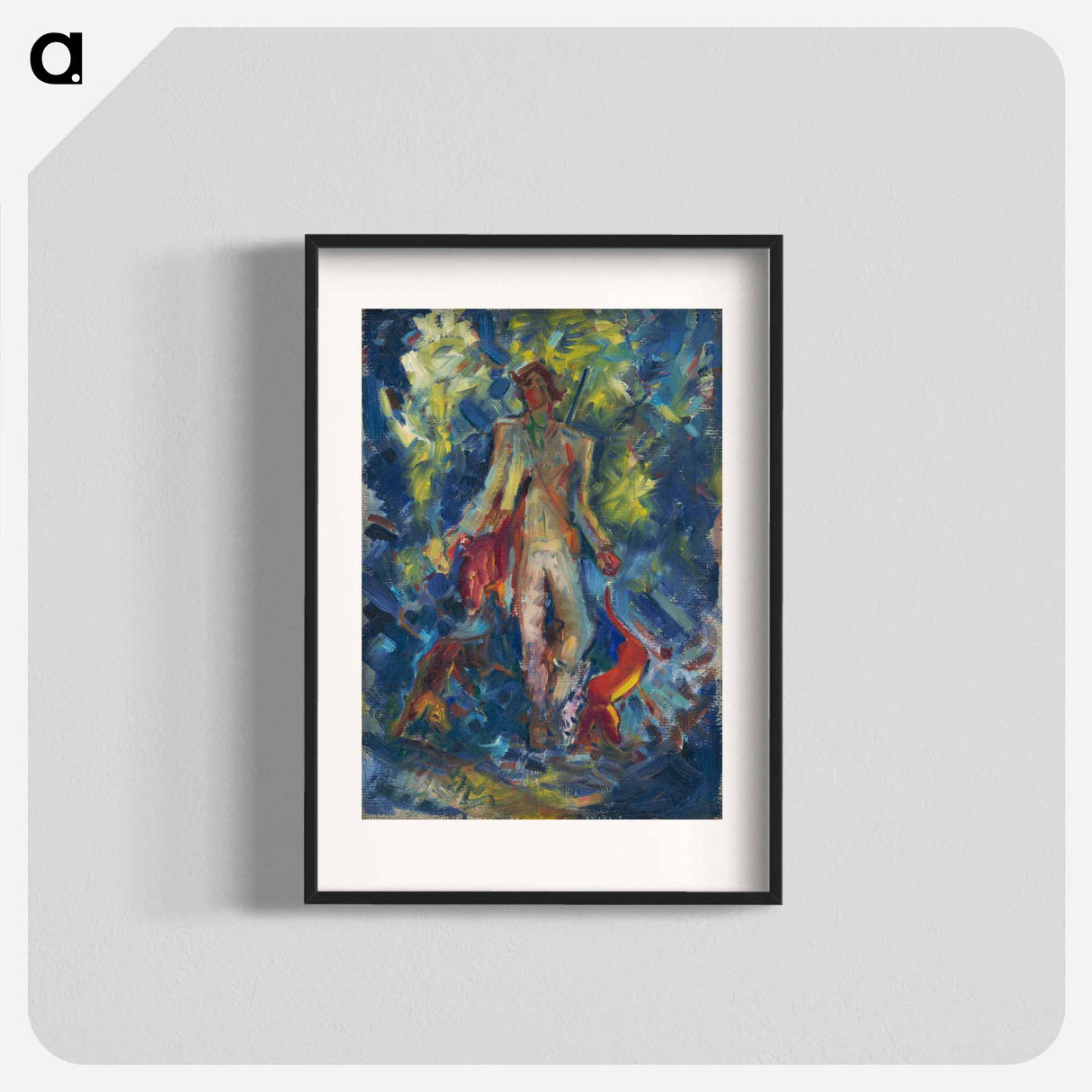 Standing huntsman with two dogs - アーノルド ピーター ワイズ クビンチャン Poster.