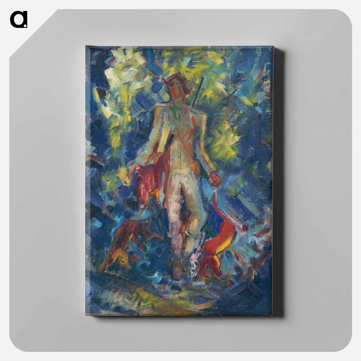 Standing huntsman with two dogs - アーノルド ピーター ワイズ クビンチャン Canvas.