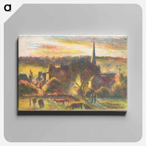 アートパネル-A Church and Farm at Éragny - カミーユ ピサロ Canvas.