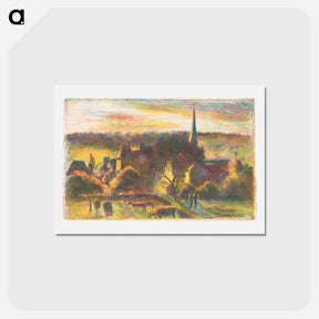 アートポストカード-A Church and Farm at Éragny - カミーユ ピサロ Postcard.