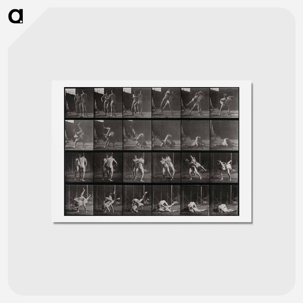 アートポストカード-Wrestling Men
 - エドワード マイブリッジ Postcard.