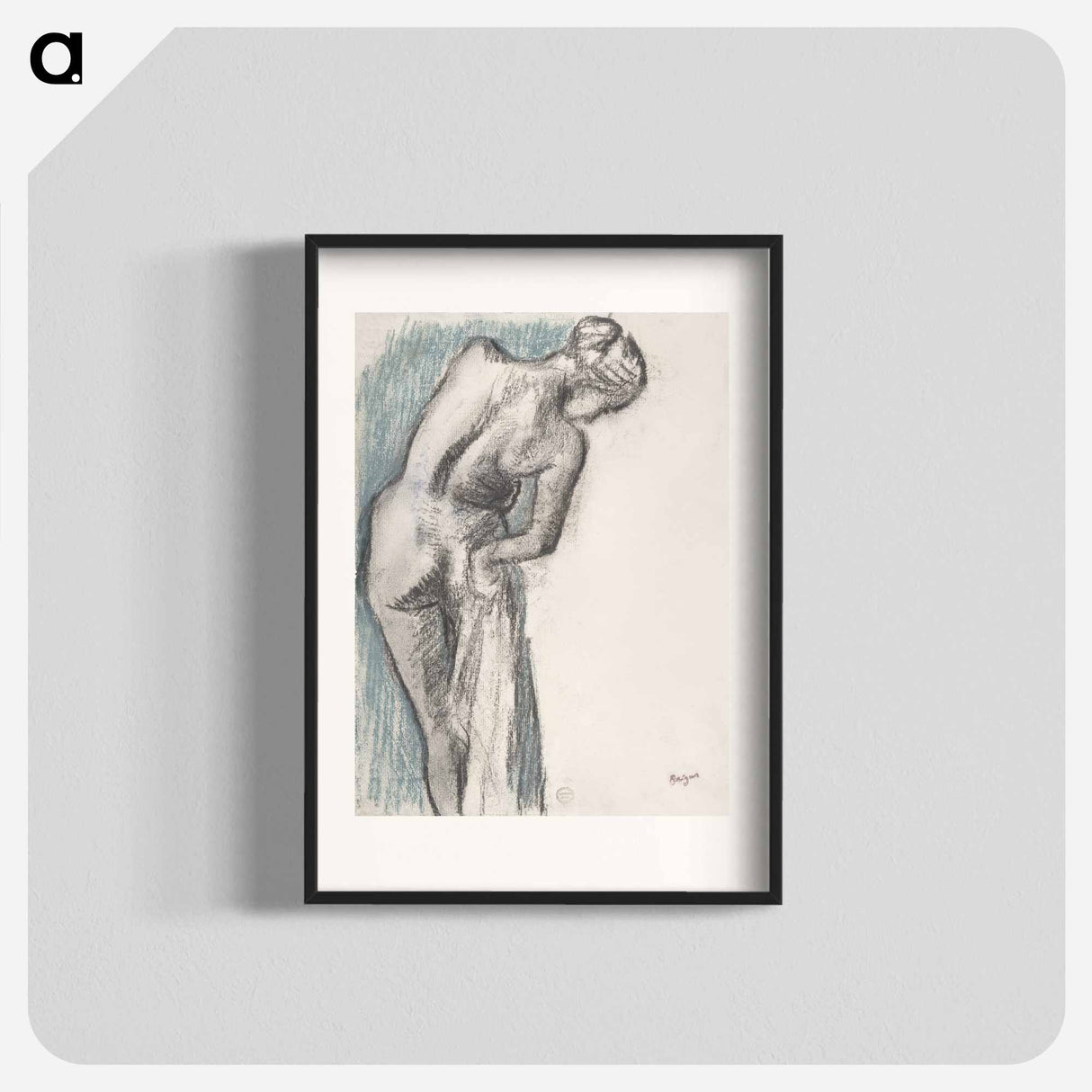 Naked woman. Bather Drying Herself - エドガー ドガ Poster.