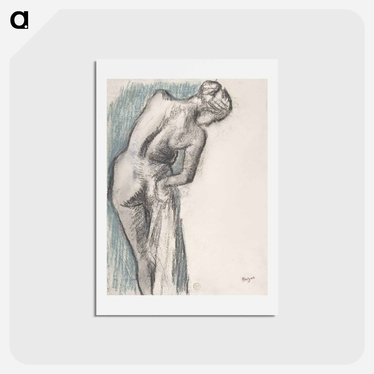 アートポストカード-Naked woman. Bather Drying Herself - エドガー ドガ Postcard.