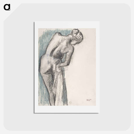 アートポストカード-Naked woman. Bather Drying Herself - エドガー ドガ Postcard.
