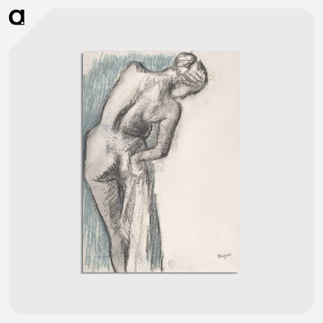 アートポストカード-Naked woman. Bather Drying Herself - エドガー ドガ Postcard.