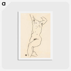アートポストカード-Naked woman. Torso of a Nude by Egon Schiele. - エゴン シーレ Postcard.