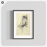 アートポスター-Seated male nude with hat - グスタフ クリムト Poster.