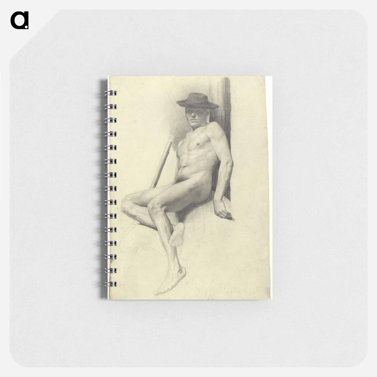 Seated male nude with hat - グスタフ クリムト Memo.