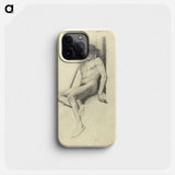 Seated male nude with hat - グスタフ クリムト Phone Case.