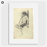 Seated male nude with hat - グスタフ クリムト Poster.