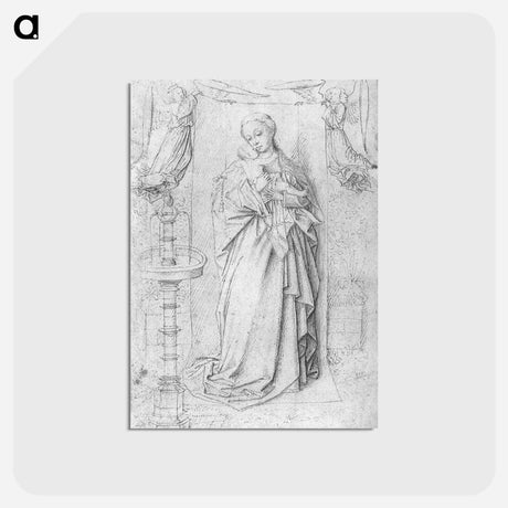 アートポストカード-Copy drawing of Madonna by the Fountain - ヤン ファン エイク Postcard.