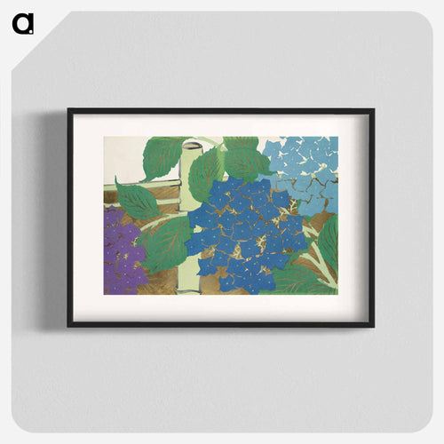 Hydrangea from Momoyogusa–Flowers of a Hundred Generations - 神坂 雪佳 Poster.